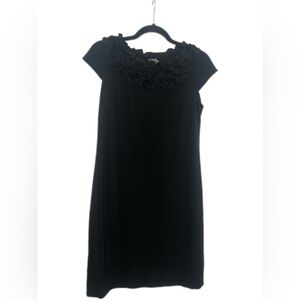 Nordstrom Taylor Black Stretch Ruffled neck Line Dress Size 8